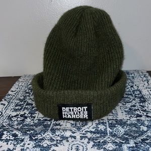 Army Green Detroit Hustles Harder Cuffed Hat